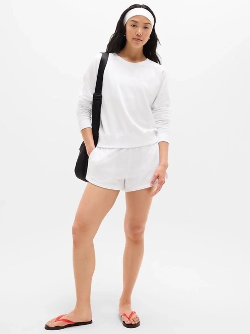 Athleta Slouchy Oversized White Crewneck Sweatshirt